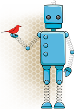 SciStarter 2.0 logo (a drawing of blue robot holding a red bird).