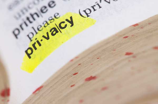 pri-va|cy (close up image of privacy in dictionary, highlighted yellow)