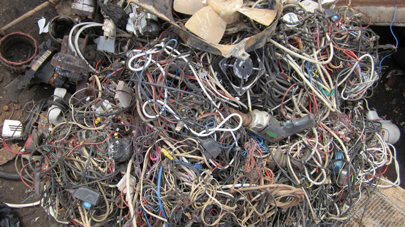 Large pile of wires of different colors and sizes.