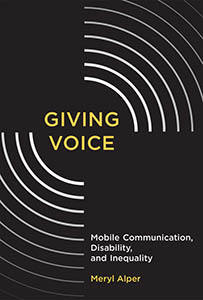 The cover of Giving Voice, depicting the title in gold on a black background with stylized sound waves emanating from it.