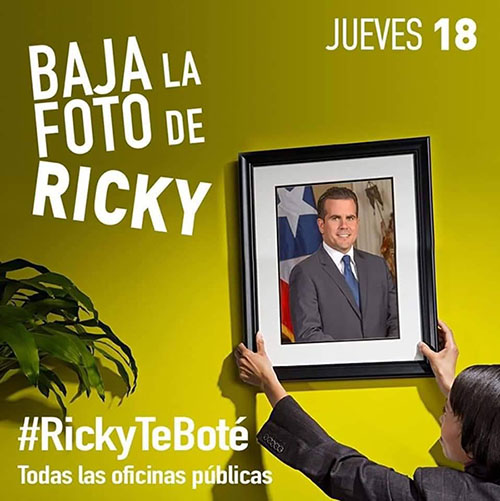 "Thursday the 18th, Take down Ricky's Photo." A woman demonstrates how to take down the portrait from a yellow wall.