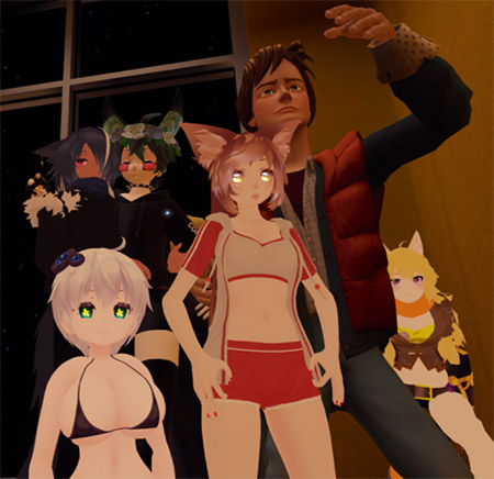 Avatars hanging out in VRChat. Image by author.