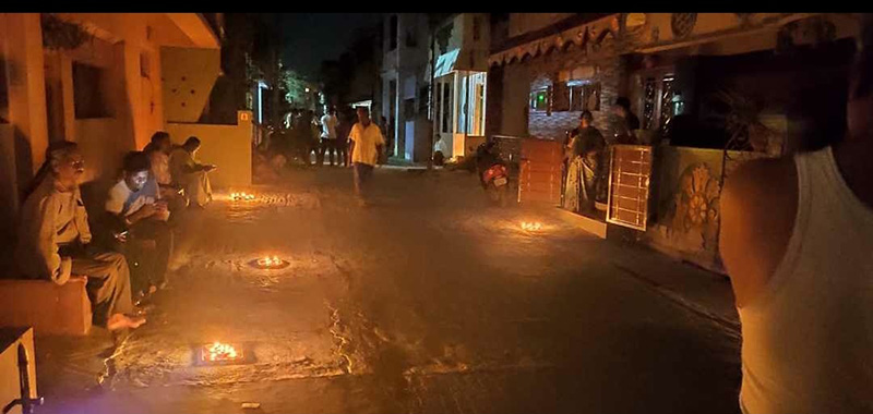 Image: Households light oil lamps on 5th April. Image Source: Whine-Yard:Twitter
