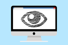 Illustration of a computer monitor with a browser tab open. The window is filled with a large eye.