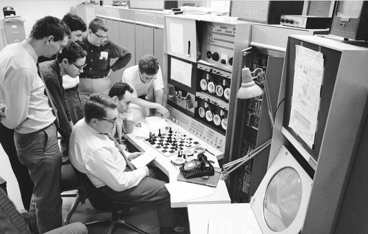 MIT students gather around the PDP-6 in 1967