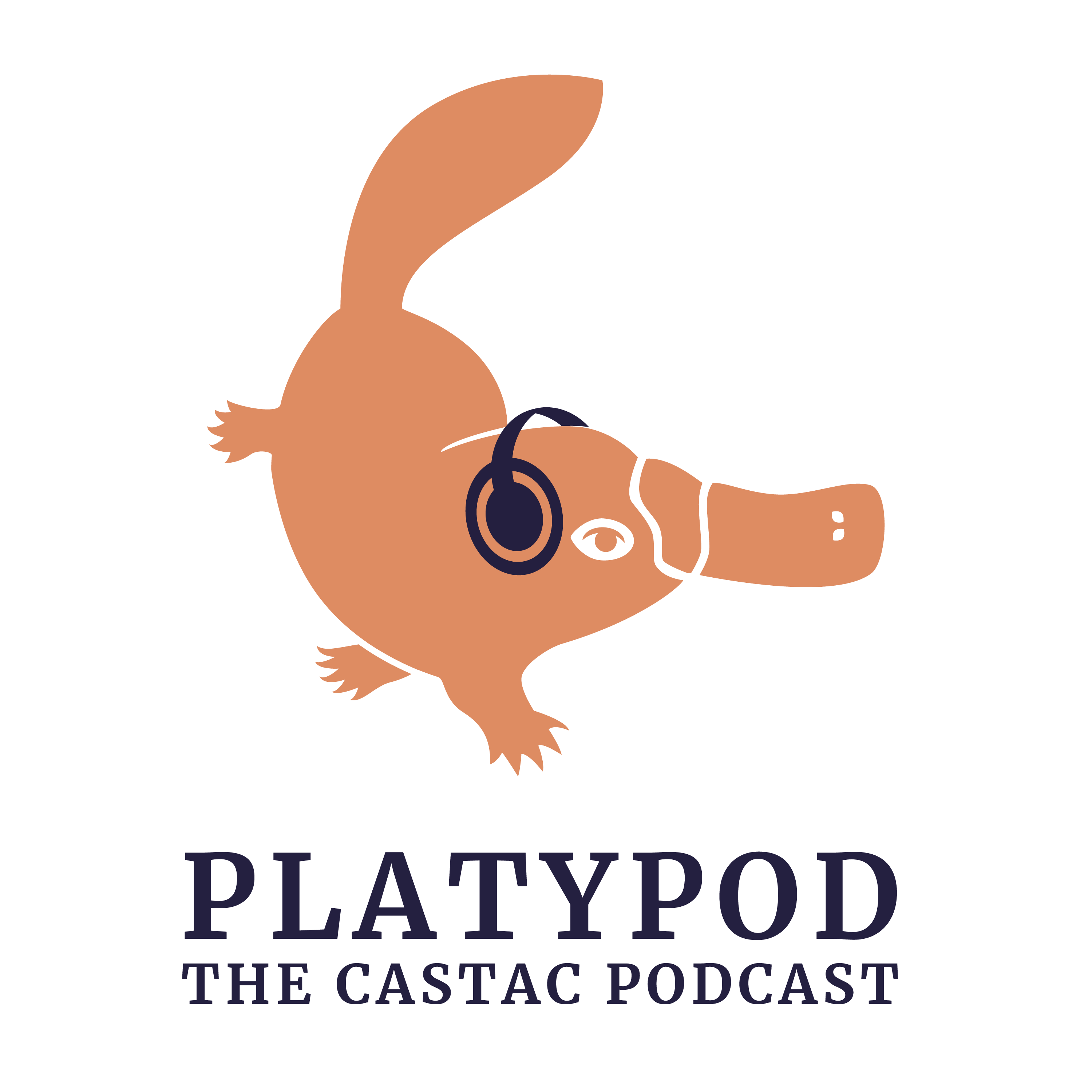 Orange Platypus with black headphones