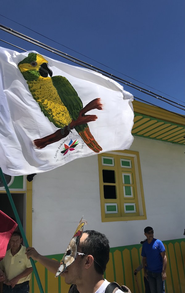 Flag portraying a parrot