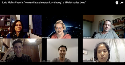 A screen shot of a zoom meeting with six panelists/participants.