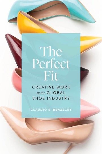 Book cover for The Perfect Fit: patent leather pumps in various colors are arranged against a white background, with a blue overlay with the title text.
