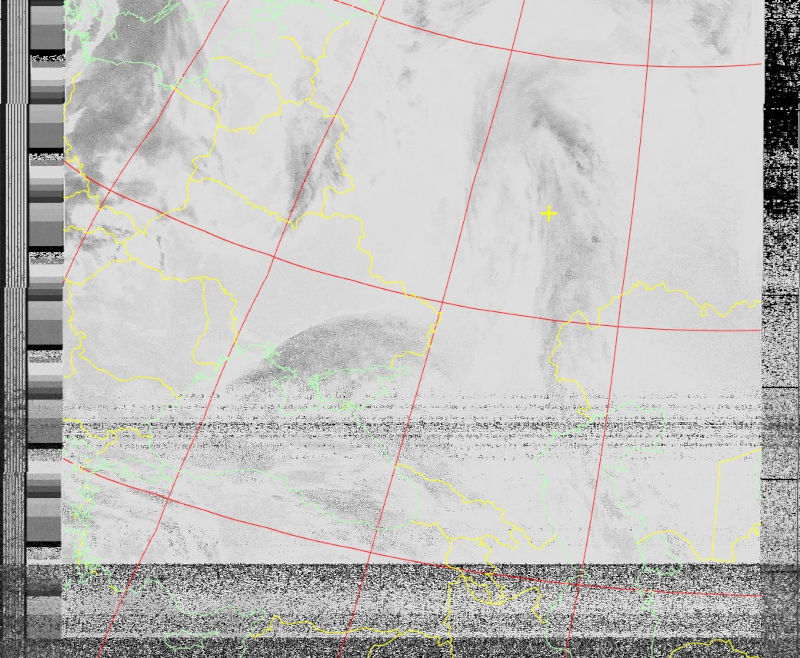 Satellite view of Earth with an x marking a location.