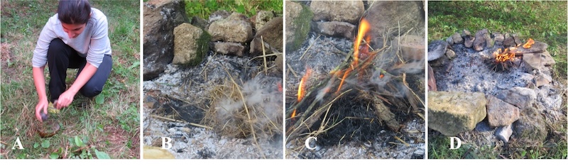 Image shows the various stages of making fire.